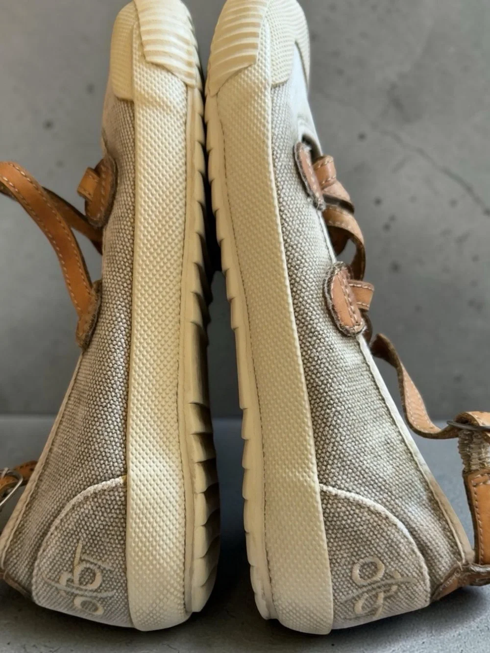 OTBT Women’s Beige Canvas Mary Jane Sneakers with Tan Leather Trim - Picture 6 of 7